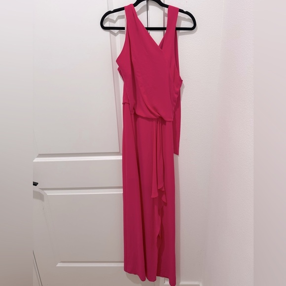 Halston Heritage Vibrant Pink Asymmetrical Formal Dress - Picture 7 of 8